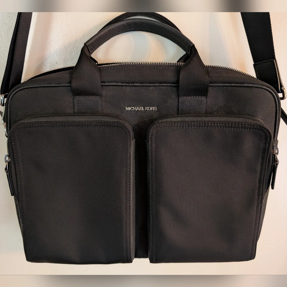 MICHAEL KORS Kent Nylon Leather Trim Briefcase Computer Bag - Picture 2 of 13